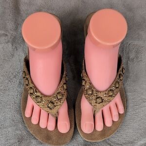 Vionic Womens Floriana Brown Cork Sandal Flip Flop Size 7 Comfort Sandal